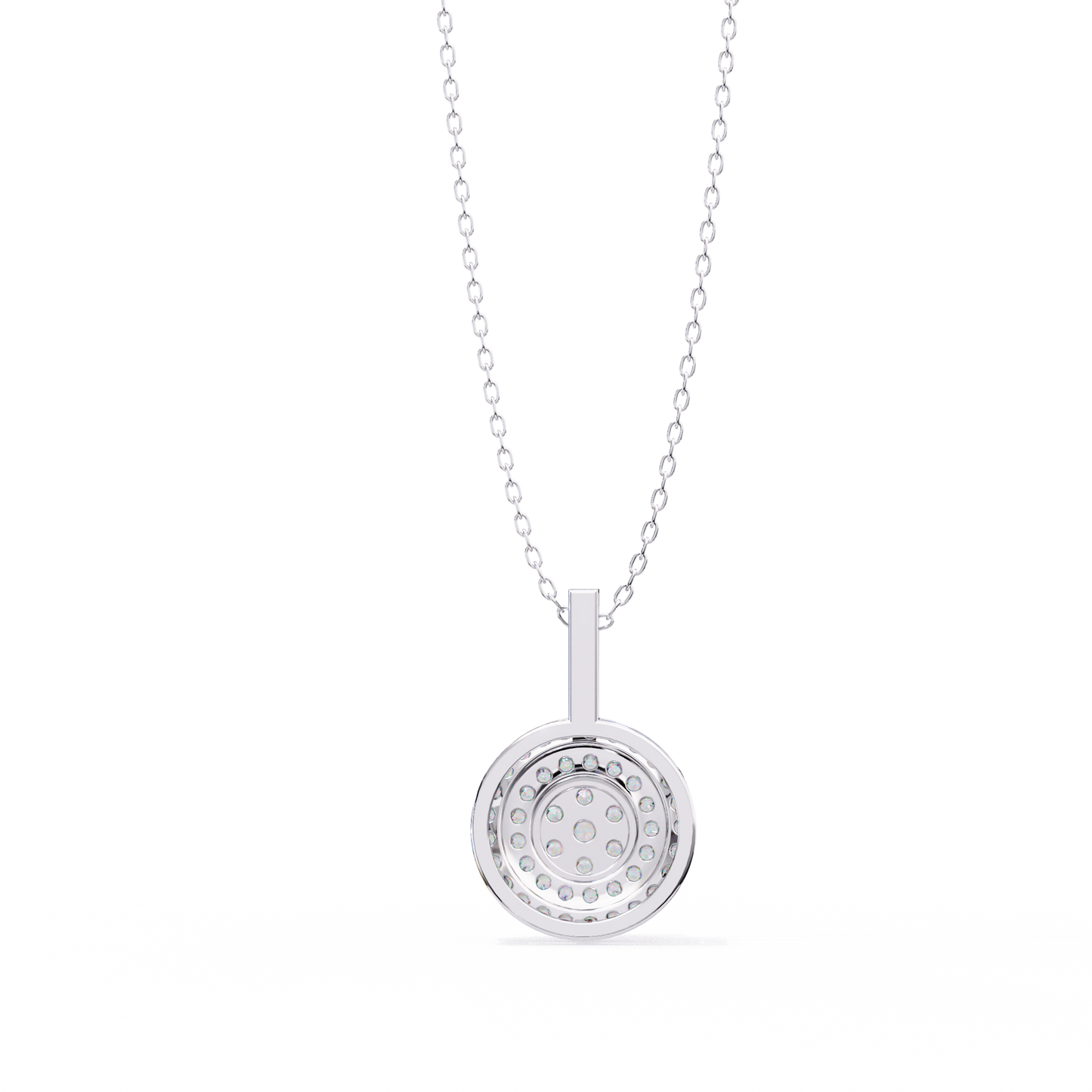 0.10 CTW Concentric Round Lab-Grown Diamond Disc Pendant Necklace in 14K Gold & Platinum