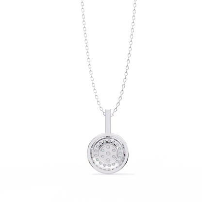 0.10 CTW Concentric Round Lab-Grown Diamond Disc Pendant Necklace in 14K Gold & Platinum
