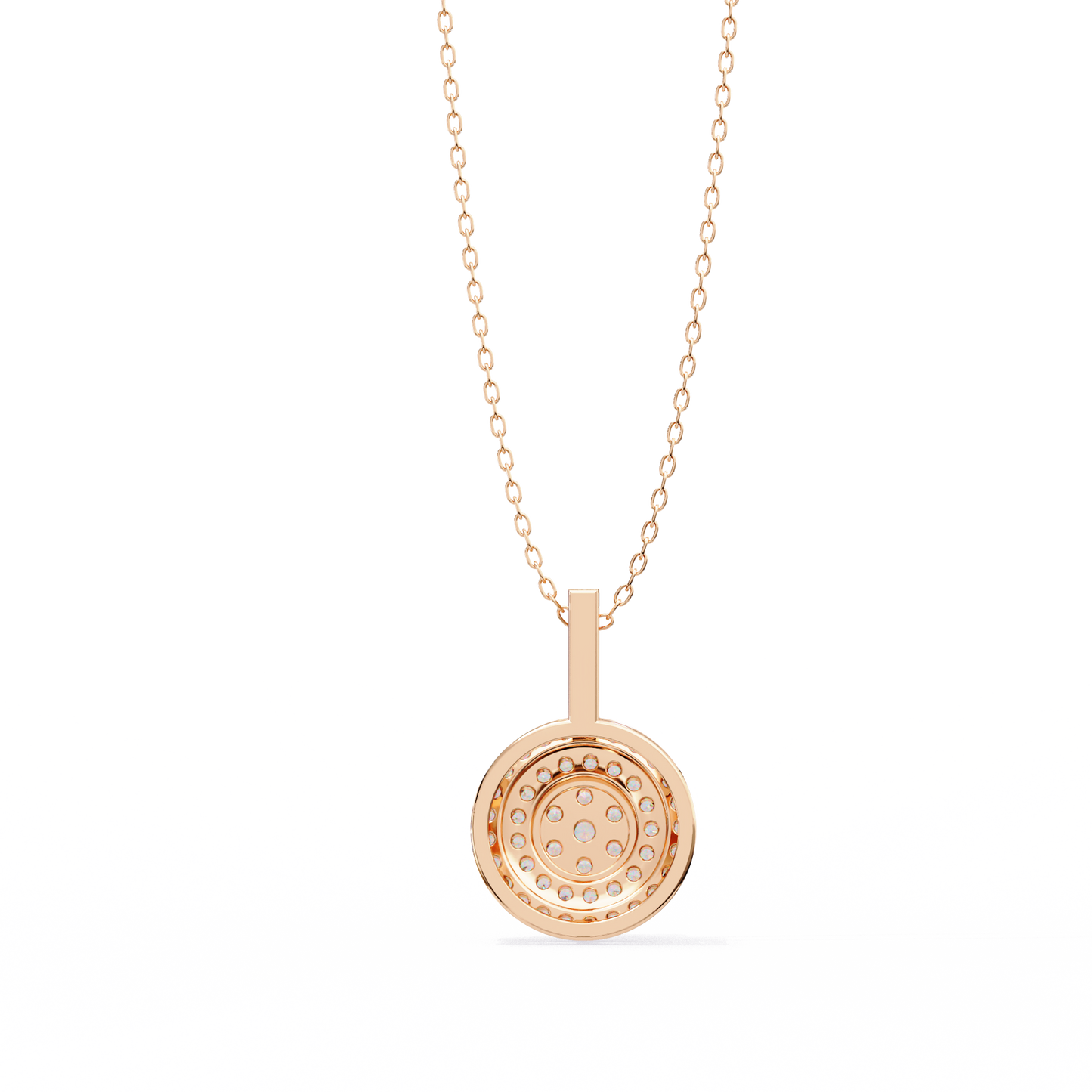 0.10 CTW Concentric Round Lab-Grown Diamond Disc Pendant Necklace in 14K Gold & Platinum