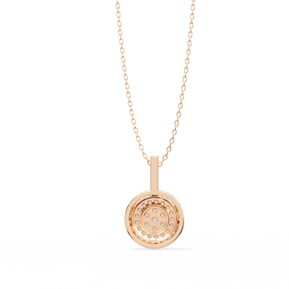 0.10 CTW Concentric Round Lab-Grown Diamond Disc Pendant Necklace in 14K Gold & Platinum
