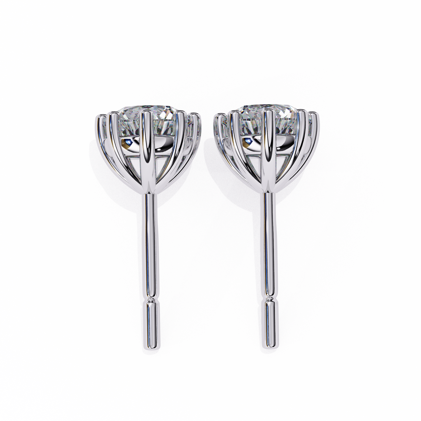 2.57 CTW Round Lab-Grown Diamond Eight-Prong Basket Stud Earrings in 14K Gold
