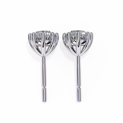 2.57 CTW Round Lab-Grown Diamond Eight-Prong Basket Stud Earrings in 14K Gold