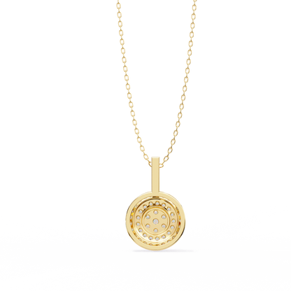 0.10 CTW Concentric Round Lab-Grown Diamond Disc Pendant Necklace in 14K Gold & Platinum