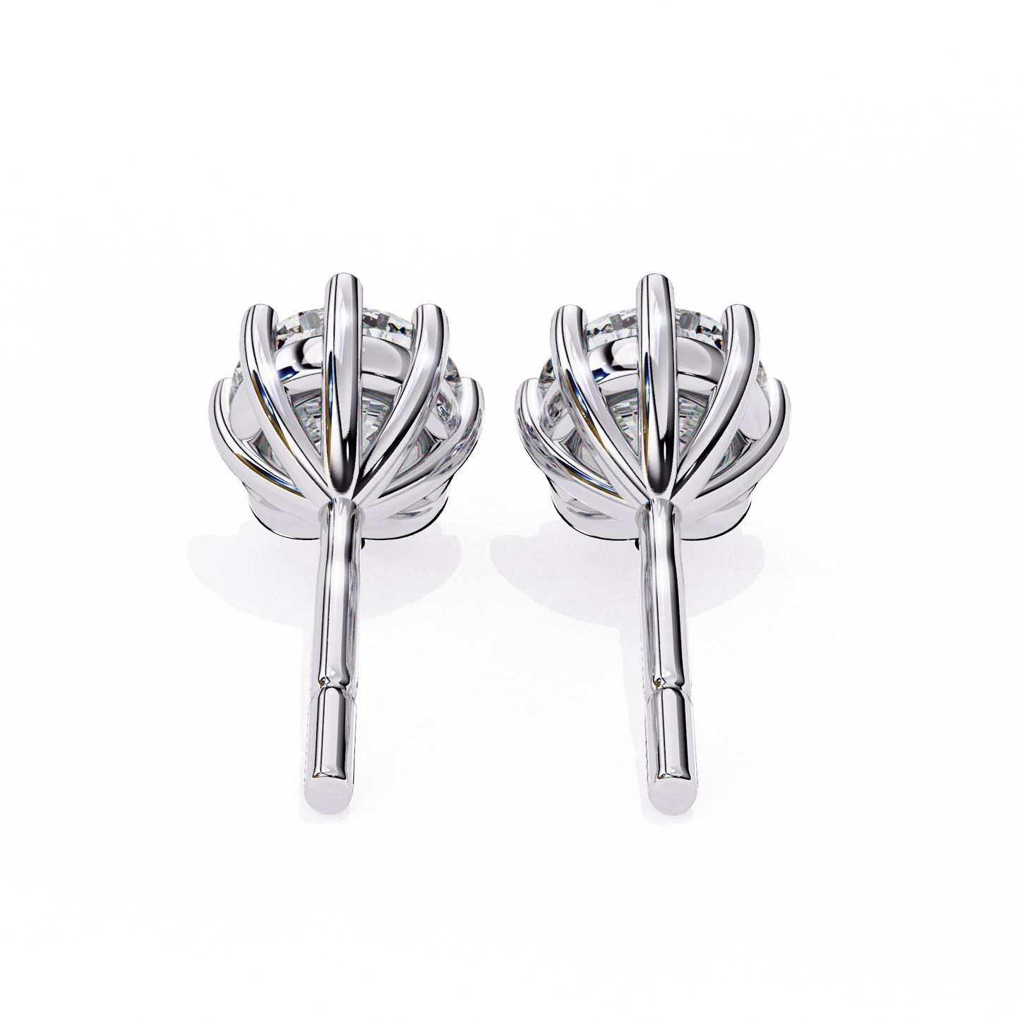 2.57 CTW Round Lab-Grown Diamond Eight-Prong Basket Stud Earrings in 14K Gold