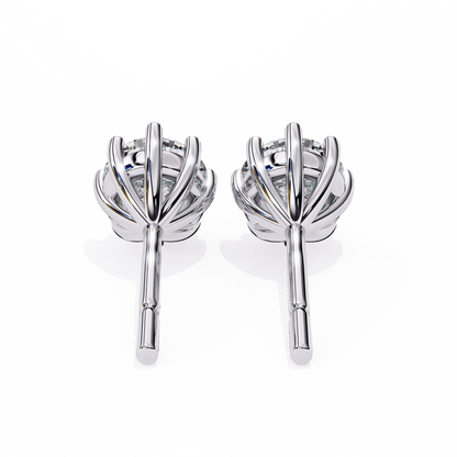 2.57 CTW Round Lab-Grown Diamond Eight-Prong Basket Stud Earrings in 14K Gold