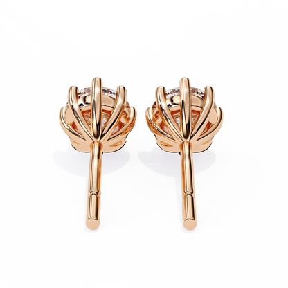 2.57 CTW Round Lab-Grown Diamond Eight-Prong Basket Stud Earrings in 14K Gold