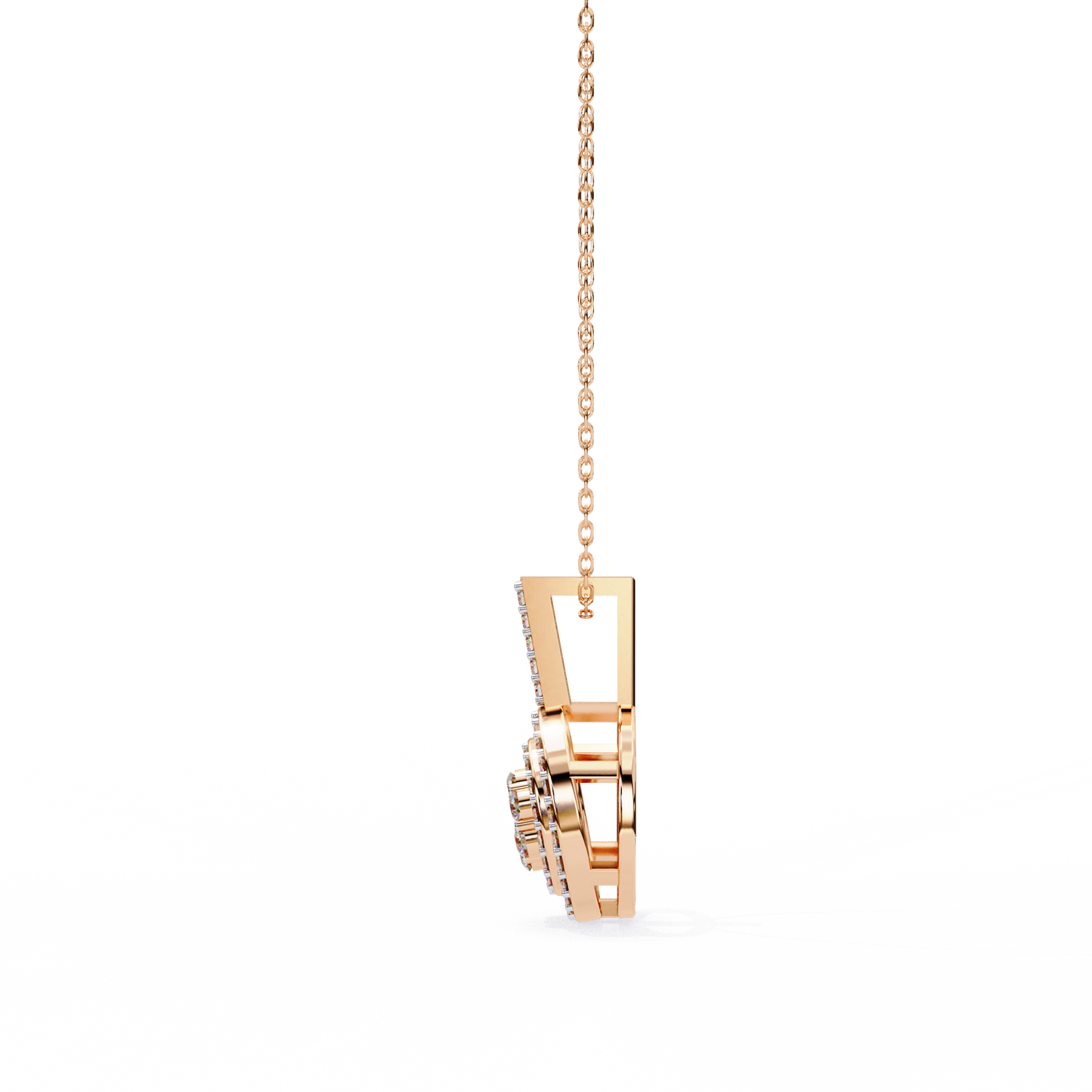 0.10 CTW Concentric Round Lab-Grown Diamond Disc Pendant Necklace in 14K Gold & Platinum