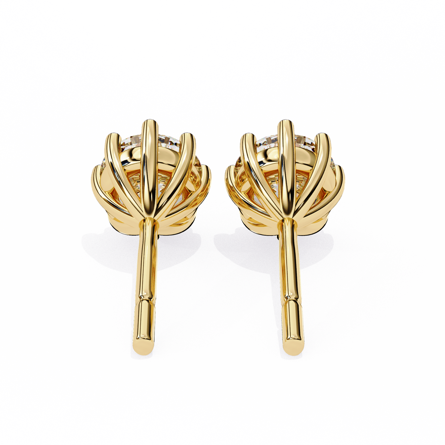 2.57 CTW Round Lab-Grown Diamond Eight-Prong Basket Stud Earrings in 14K Gold
