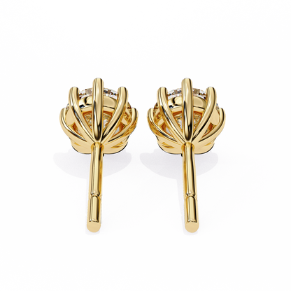 2.57 CTW Round Lab-Grown Diamond Eight-Prong Basket Stud Earrings in 14K Gold