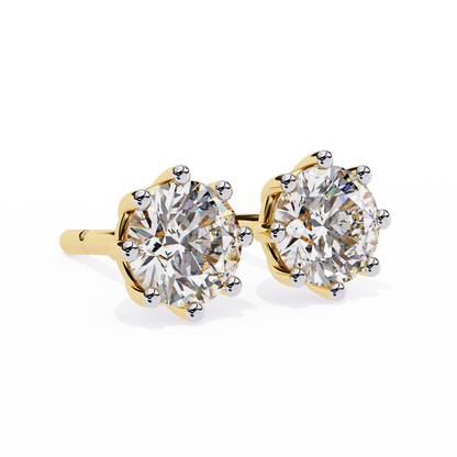 2.57 CTW Round Lab-Grown Diamond Eight-Prong Basket Stud Earrings in 14K Gold