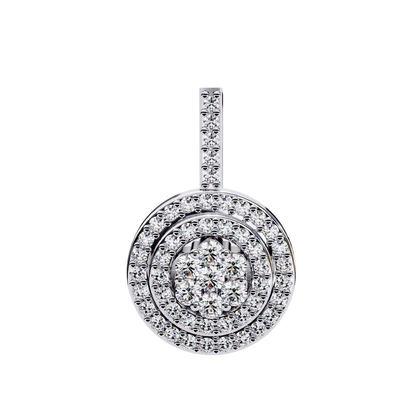 0.10 CTW Concentric Round Lab-Grown Diamond Disc Pendant Necklace in 14K Gold & Platinum