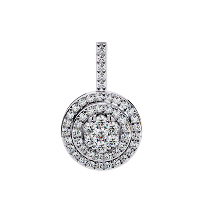 0.10 CTW Concentric Round Lab-Grown Diamond Disc Pendant Necklace in 14K Gold & Platinum