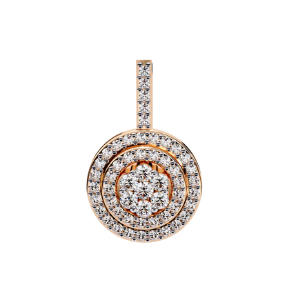 0.10 CTW Concentric Round Lab-Grown Diamond Disc Pendant Necklace in 14K Gold & Platinum
