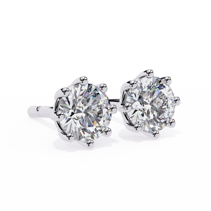2.57 CTW Round Lab-Grown Diamond Eight-Prong Basket Stud Earrings in 14K Gold