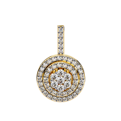 0.10 CTW Concentric Round Lab-Grown Diamond Disc Pendant Necklace in 14K Gold & Platinum