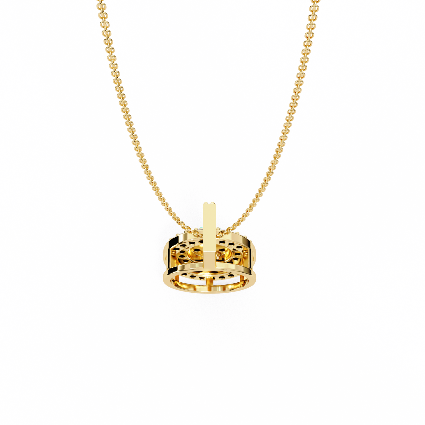 0.10 CTW Concentric Round Lab-Grown Diamond Disc Pendant Necklace in 14K Gold & Platinum