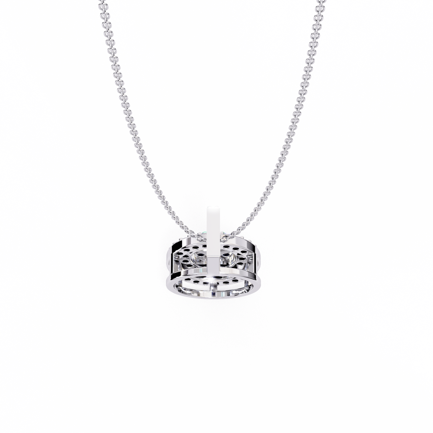 0.10 CTW Concentric Round Lab-Grown Diamond Disc Pendant Necklace in 14K Gold & Platinum