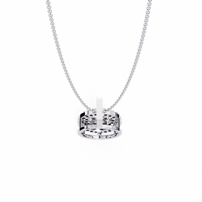 0.10 CTW Concentric Round Lab-Grown Diamond Disc Pendant Necklace in 14K Gold & Platinum