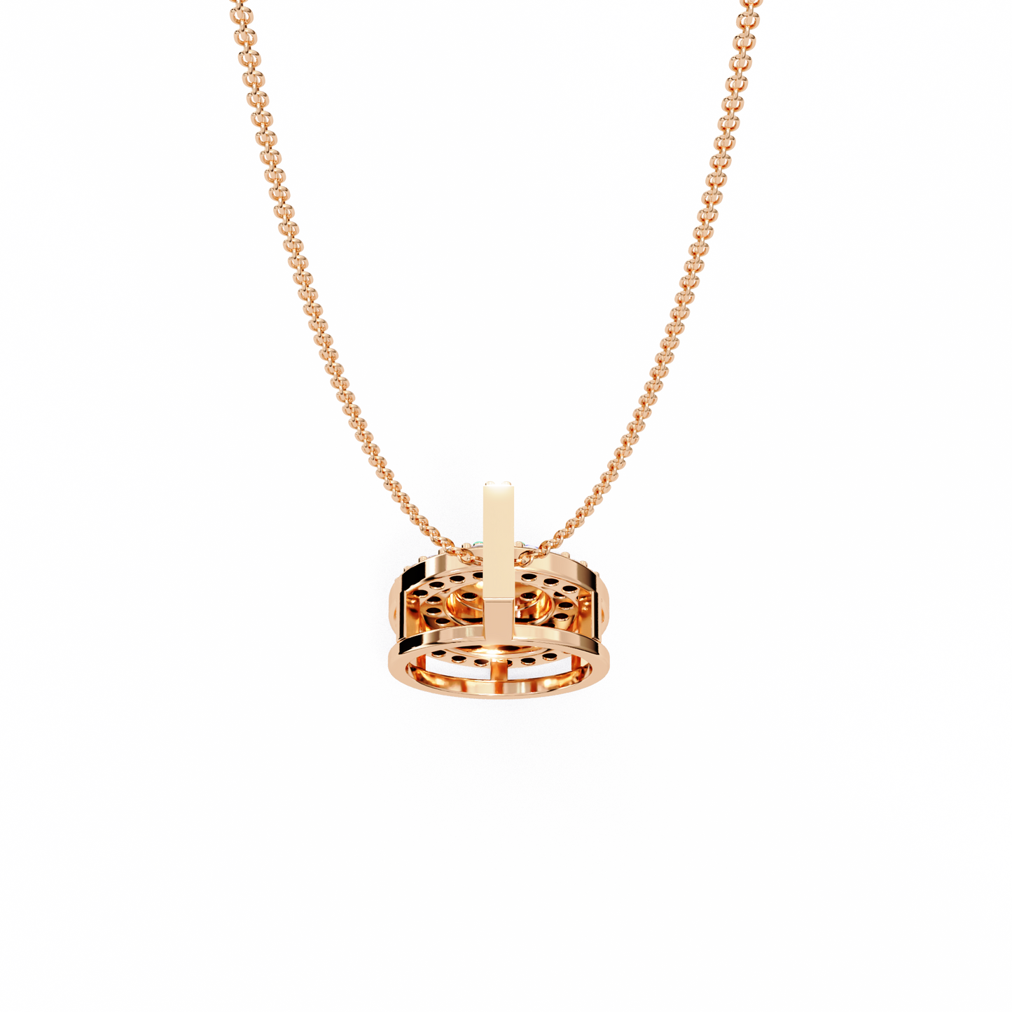 0.10 CTW Concentric Round Lab-Grown Diamond Disc Pendant Necklace in 14K Gold & Platinum