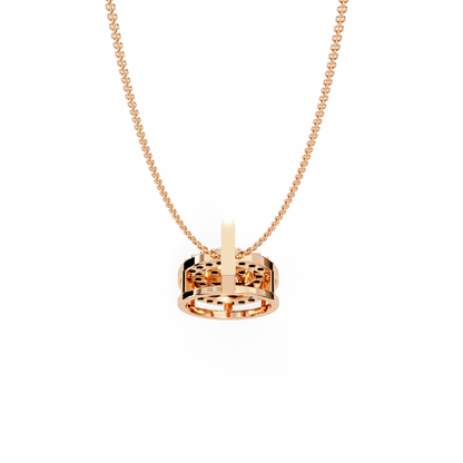 0.10 CTW Concentric Round Lab-Grown Diamond Disc Pendant Necklace in 14K Gold & Platinum