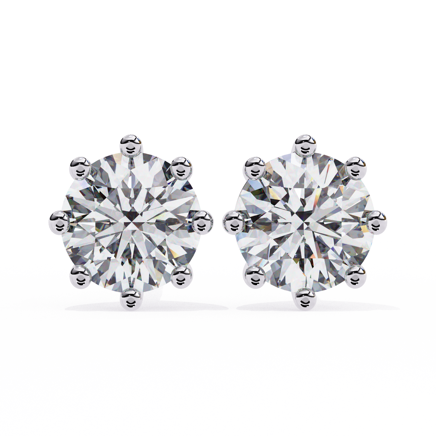 2.57 CTW Round Lab-Grown Diamond Eight-Prong Basket Stud Earrings in 14K Gold