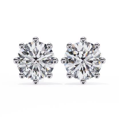 2.57 CTW Round Lab-Grown Diamond Eight-Prong Basket Stud Earrings in 14K Gold