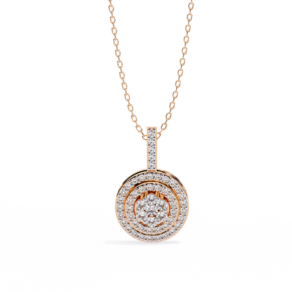 0.10 CTW Concentric Round Lab-Grown Diamond Disc Pendant Necklace in 14K Gold & Platinum