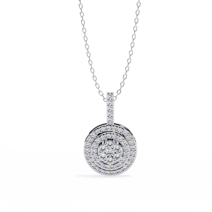 0.10 CTW Concentric Round Lab-Grown Diamond Disc Pendant Necklace in 14K Gold & Platinum