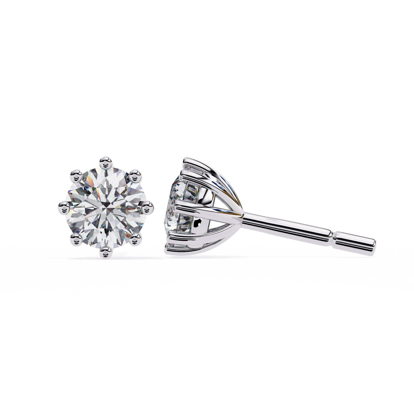 2.57 CTW Round Lab-Grown Diamond Eight-Prong Basket Stud Earrings in 14K Gold