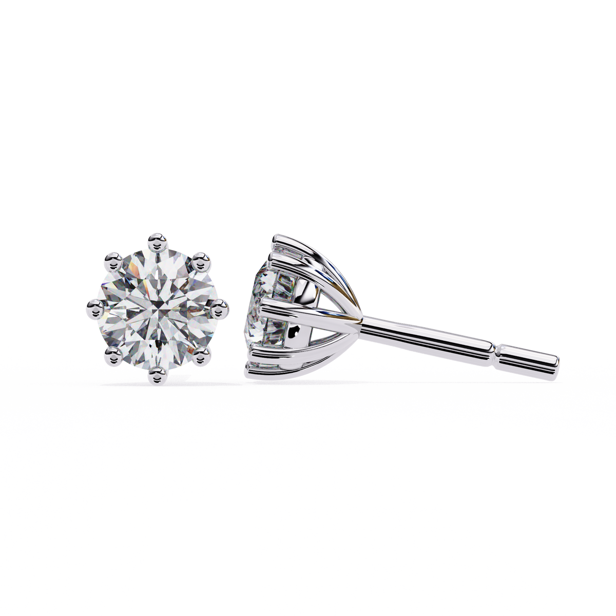 Classic Round Eight-Prong Basket Stud Earrings — product image 1