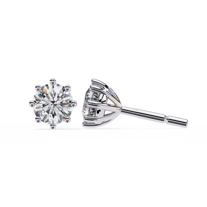 2.57 CTW Round Lab-Grown Diamond Eight-Prong Basket Stud Earrings in 14K Gold