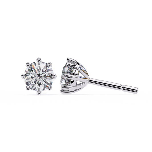 Classic Round Lab-Grown Diamond Eight-Prong Basket Stud Earrings in 14K Gold