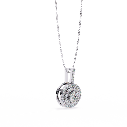 0.10 CTW Concentric Round Lab-Grown Diamond Disc Pendant Necklace in 14K Gold & Platinum