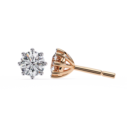 2.57 CTW Round Lab-Grown Diamond Eight-Prong Basket Stud Earrings in 14K Gold