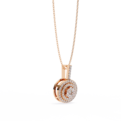 0.10 CTW Concentric Round Lab-Grown Diamond Disc Pendant Necklace in 14K Gold & Platinum