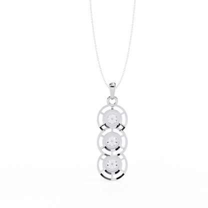 1.20 CTW Three-Stone Round Lab-Grown Diamond Circle Drop Pendant Necklace in 14K Gold & Platinum