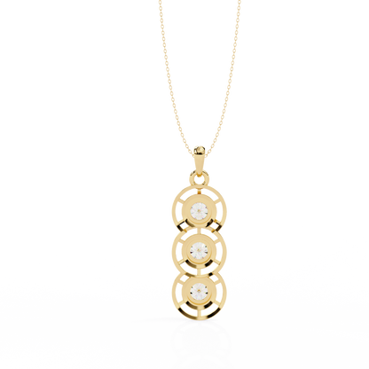 1.20 CTW Three-Stone Round Lab-Grown Diamond Circle Drop Pendant Necklace in 14K Gold & Platinum