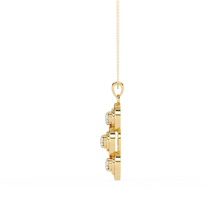 1.20 CTW Three-Stone Round Lab-Grown Diamond Circle Drop Pendant Necklace in 14K Gold & Platinum