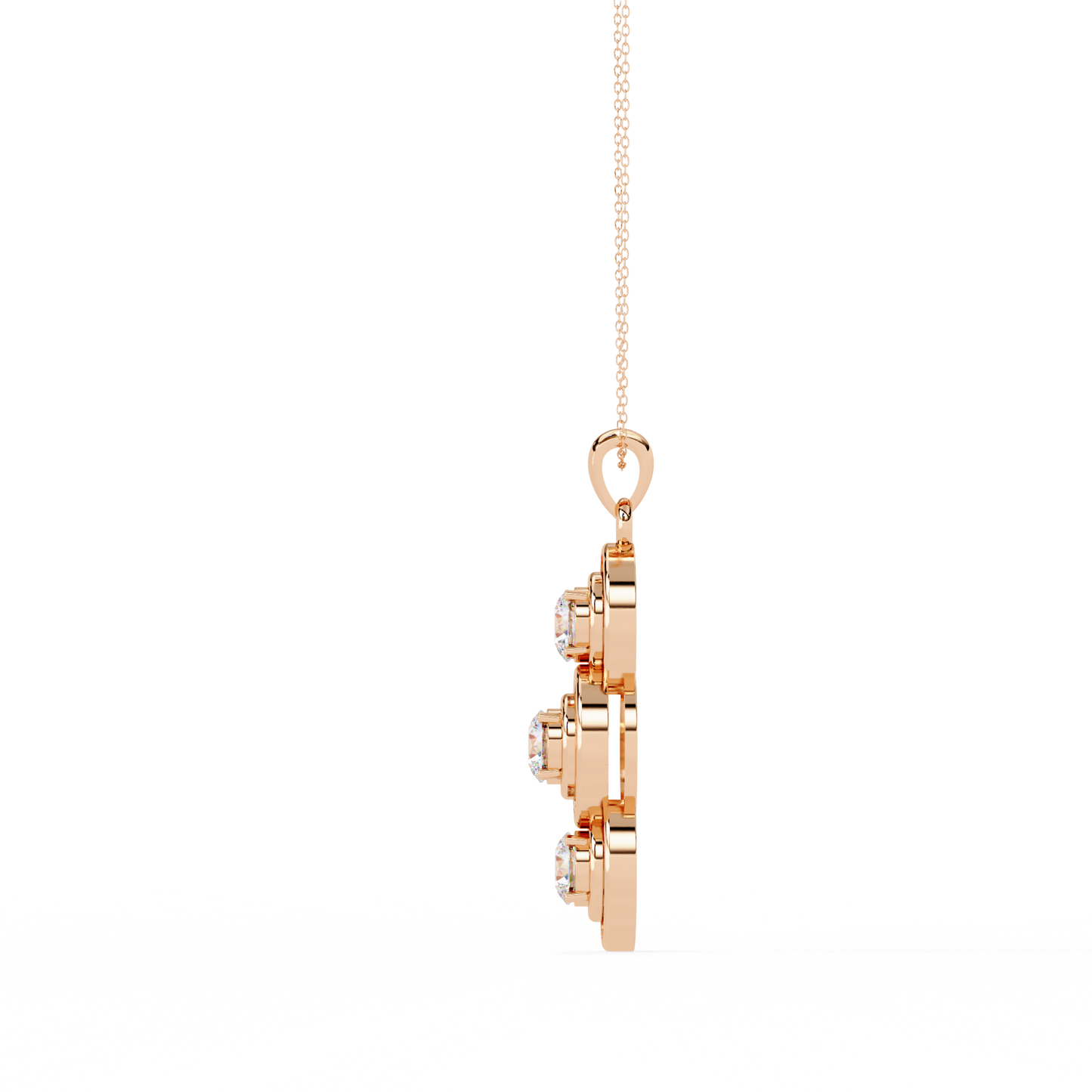 1.20 CTW Three-Stone Round Lab-Grown Diamond Circle Drop Pendant Necklace in 14K Gold & Platinum