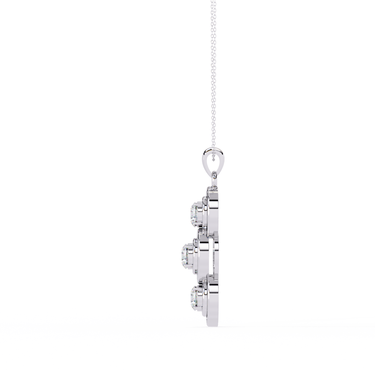 1.20 CTW Three-Stone Round Lab-Grown Diamond Circle Drop Pendant Necklace in 14K Gold & Platinum