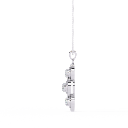1.20 CTW Three-Stone Round Lab-Grown Diamond Circle Drop Pendant Necklace in 14K Gold & Platinum