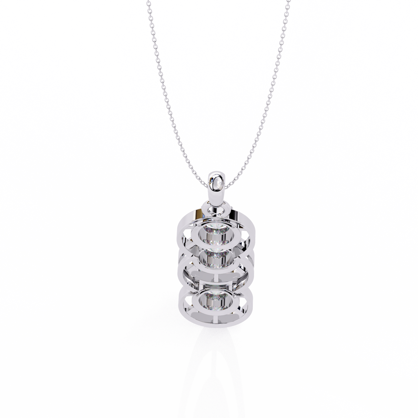 1.20 CTW Three-Stone Round Lab-Grown Diamond Circle Drop Pendant Necklace in 14K Gold & Platinum
