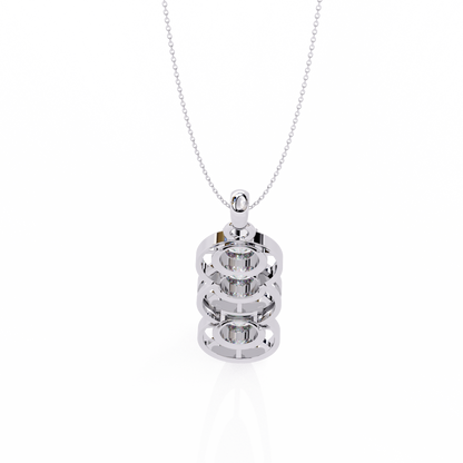 1.20 CTW Three-Stone Round Lab-Grown Diamond Circle Drop Pendant Necklace in 14K Gold & Platinum