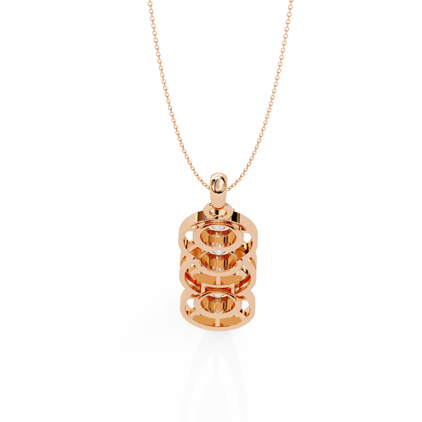 1.20 CTW Three-Stone Round Lab-Grown Diamond Circle Drop Pendant Necklace in 14K Gold & Platinum