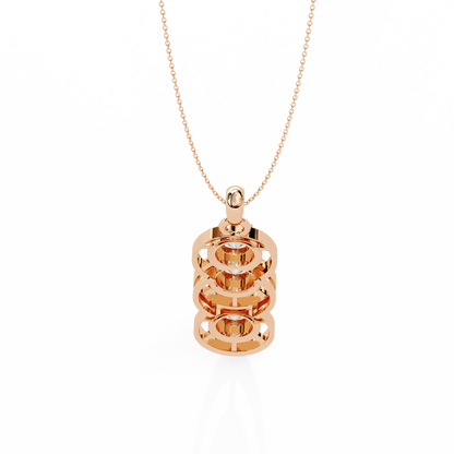 1.20 CTW Three-Stone Round Lab-Grown Diamond Circle Drop Pendant Necklace in 14K Gold & Platinum