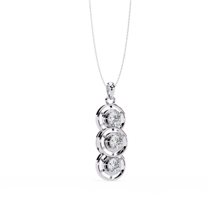 1.20 CTW Three-Stone Round Lab-Grown Diamond Circle Drop Pendant Necklace in 14K Gold & Platinum
