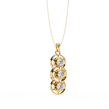 1.20 CTW Three-Stone Round Lab-Grown Diamond Circle Drop Pendant Necklace in 14K Gold & Platinum