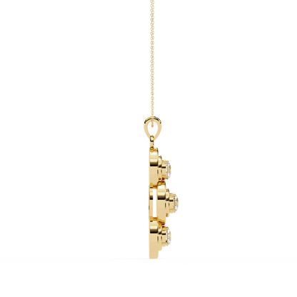 1.20 CTW Three-Stone Round Lab-Grown Diamond Circle Drop Pendant Necklace in 14K Gold & Platinum