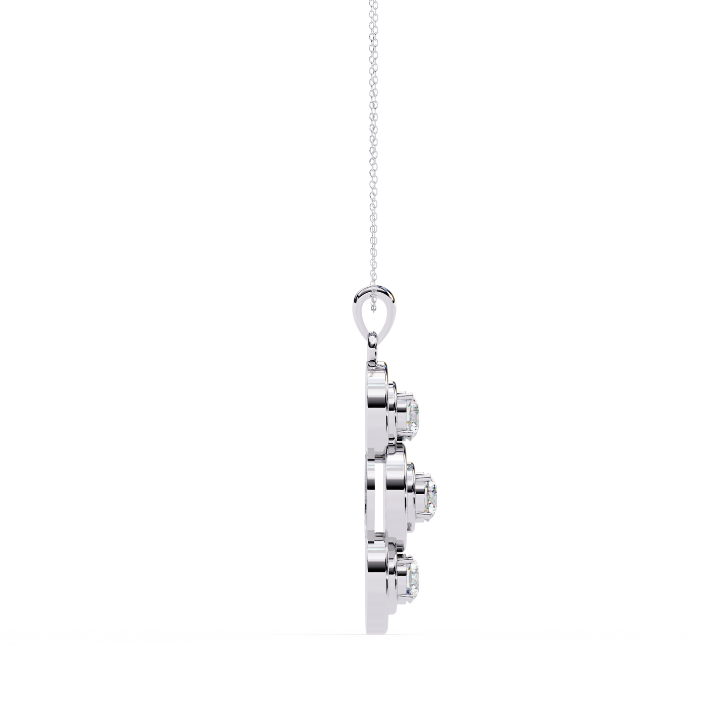 1.20 CTW Three-Stone Round Lab-Grown Diamond Circle Drop Pendant Necklace in 14K Gold & Platinum