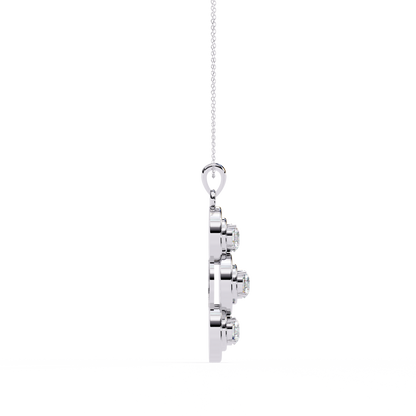 1.20 CTW Three-Stone Round Lab-Grown Diamond Circle Drop Pendant Necklace in 14K Gold & Platinum
